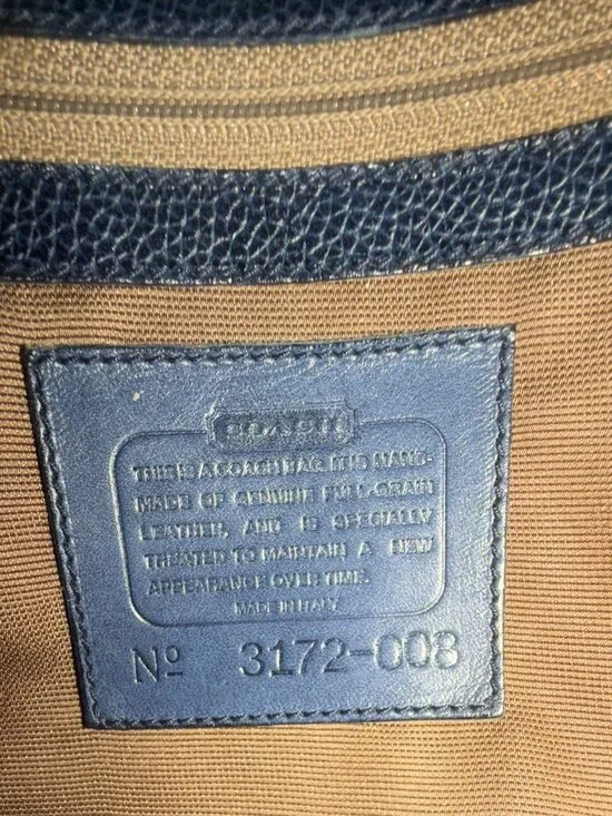 VTG Coach Madison Pierre Bag 4406 Navy Caviar Pebbled Leather Double Zip Italy - Picture 8 of 9